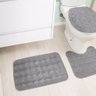 Jogo de Tapetes para Banheiro Tapetes Junior Esmeralda em Polipropileno Cinza Antiderrapante 3 Peças - 1