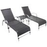 2 Espreguiçadeiras Garden e Mesa em Alumínio para Piscina - Preto - 1