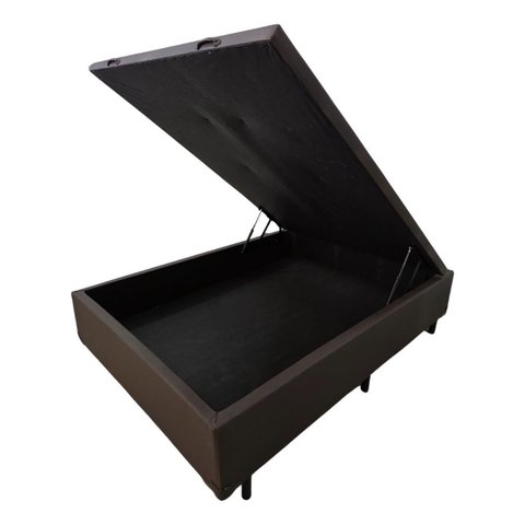 Cama Box Bau Marrom Casal Premium Blindada Super Reforçada Suede