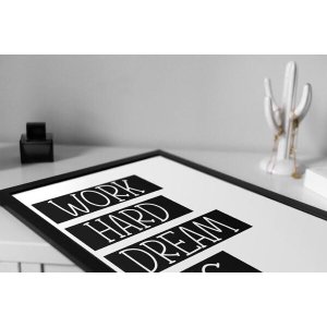 Quadro em Canvas  Work Hard Dream Big  60x90 Borda Infinita