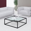 Ver imagem 2 de Mesa De Centro Sala 84x84x35cm Aço Preto e Vidro Industrial Moon Don Castro Decor