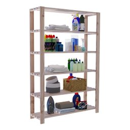 Estante Modular 6 Prateleiras Madeira Pinus P/ Cozinha Technox Marrom - 5