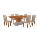 Ver imagem 1 de Mesa de Jantar Aster 180 cm Tampo MDF Canto Copo Laminado e 6 Cadeiras Lira