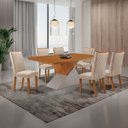 Ver imagem 2 de Mesa de Jantar Aster 180 cm Tampo MDF Canto Copo Laminado e 6 Cadeiras Lira