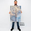 Ver imagem 2 de Quadro Decorativo Caixa Alta com Vidro Abstrato Mármore Azul Perolado TaColado Moldura Branca 90 x 6