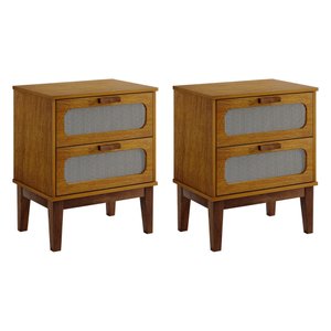 Kit 2 Mesas de Cabeceira 45cm 2 Gavetas Santorini