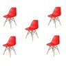 Kit 5 Cadeiras Charles Eames Eiffel Vermelha Base Madeira - Impex Design - 1