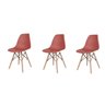 Kit 3 Cadeiras Charles Eames Eiffel Terracota Base Madeira - Impex Design - 1
