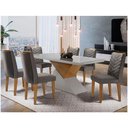 Ver imagem 1 de Mesa Aster 180 Tampo Em Mdf E Vidro Com 6 Cadeiras Liz Moderna Grafite, Off White E Imbuia