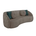 Ver imagem 1 de Sofá Decorativo 288cm com Almofadas Redondas Clarke Veludo Bege - Gran Belo