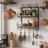 Prateleira 2 Andares Rústica Porta Tempero e Condimento de Parede Cozinha Luxuosa - 1