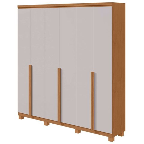 Guarda-Roupas Casal Alonzo 6 Portas 4 Gavetas s/ Espelho 100% MDF c/ Pés - Lp - Rei de Casa Amendoa 