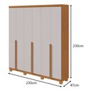 Ver imagem 2 de Guarda-Roupas Casal Alonzo 6 Portas 4 Gavetas s/ Espelho 100% MDF c/ Pés - Lp - Rei de Casa Amendoa 