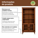 Ver imagem 2 de Cristaleira Alto Padrão Organizador de Livros Madeira Maciça Rústico C 2 Portas Vidro Madri Castanho