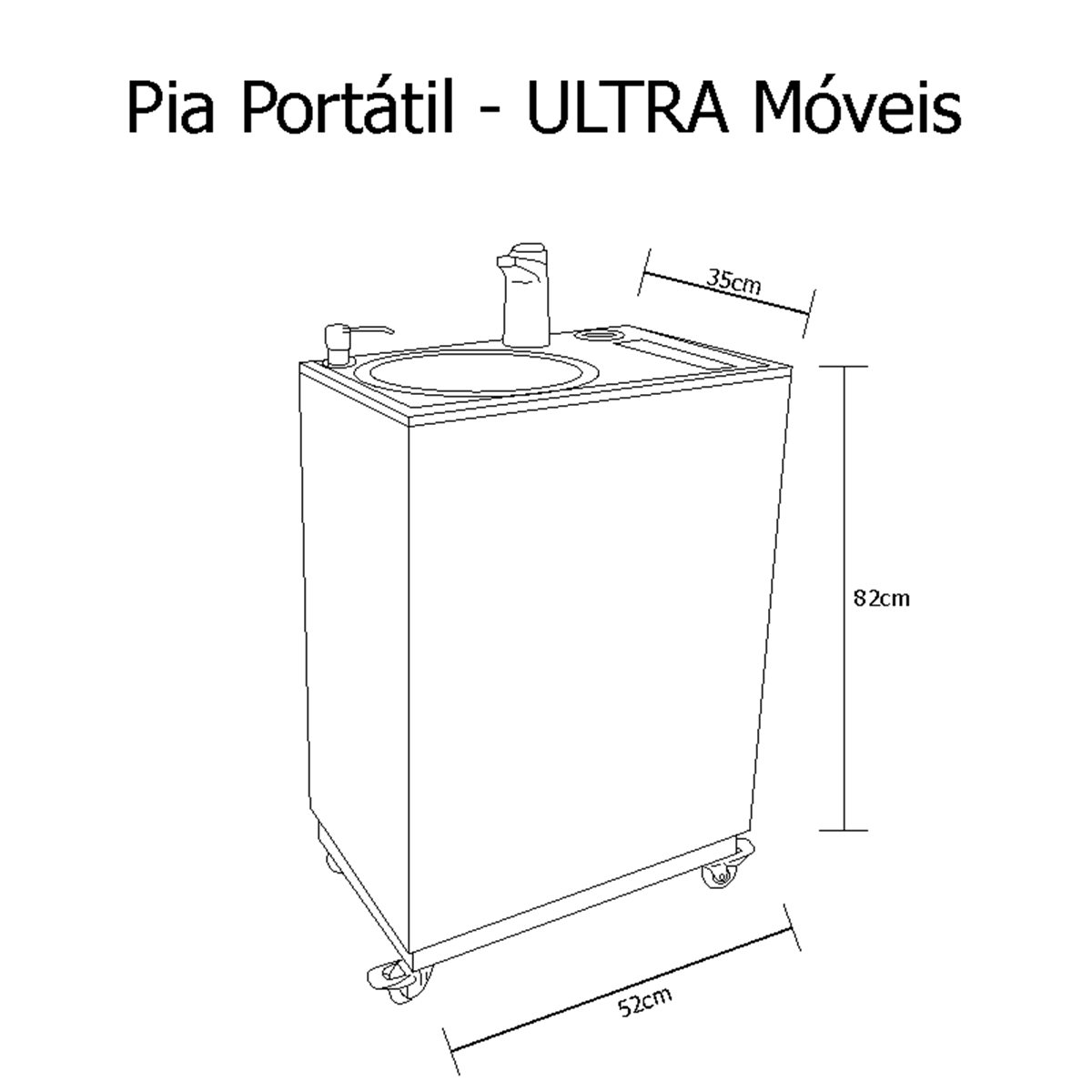 Pia Portátil para Profissionais da Saúde em Madeira Preta - Torneira Eletrônica - Ultra Móveis - 5