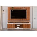 Ver imagem 1 de Home P/ Tv até 65 Pol Lume/olimpic Ripado C/ Prateleira e Nichos 180x168cm Freijó/off White - Dj M