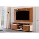 Ver imagem 2 de Home P/ Tv até 65 Pol Lume/olimpic Ripado C/ Prateleira e Nichos 180x168cm Freijó/off White - Dj M