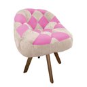 Ver imagem 2 de Poltrona Paloma Escritório Sala Giratória Madeira Suede Bege e Suede Pink - Dominic Decor