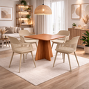 Ver imagem 1 de Conjunto Mesa de Jantar 90cm Quadrada em Madeira +4 Cadeiras Marcela Moderna Confortavel, Nude