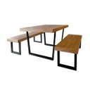 Ver imagem 1 de Conjunto Mesa Industrial Lanna 2,20m Ferragem Preta com 2 Banco Industrial Lanna