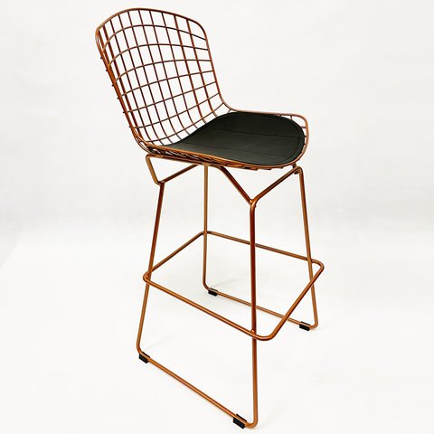 Banqueta BERTÓIA cobre assento preto altura 60cm - Poltronas do Sul