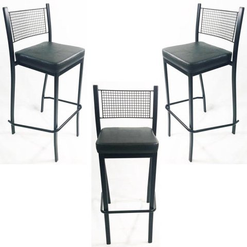 Kit 3 Banquetas EMPILHÁVEL Preta altura 65cm assento preto - Poltronas do Sul