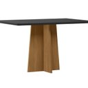 Ver imagem 1 de Mesa Sala de Jantar 135cm Tampo MDF/Vidro Moderno Marrom/Ype/Preto