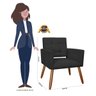 Poltrona Decorativa Camila Pés Palito Suede Preto - DS Estofados - 5