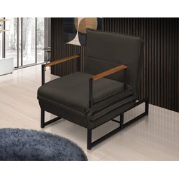 Poltrona Banco Papai Reclinável Puff Retrátil Versátil Moderno Extensão Bancada Premium Cor Marrom - 2