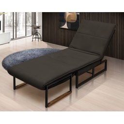 Poltrona Banco Papai Reclinável Puff Retrátil Versátil Moderno Extensão Bancada Premium Cor Marrom - 3