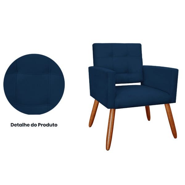 Kit 2 Poltronas Decorativas Camila Pés Palito Suede Azul Marinho - Ds Estofados - 4