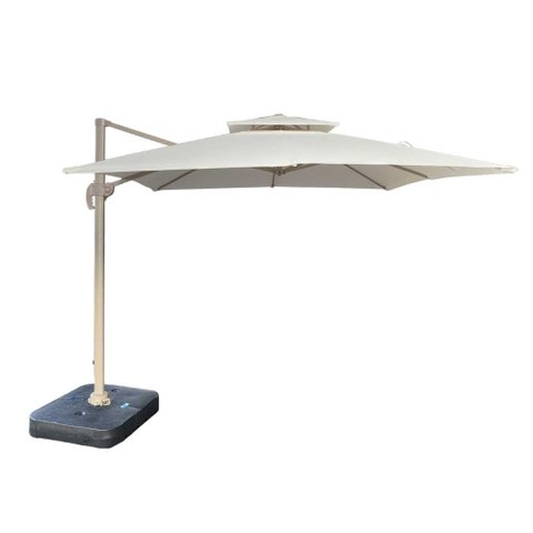 Ombrelone Lateral Trancoso Fratini 300 Cm Aluminio Fendi Capa Poliéster Base Lateral Plus Hdpe