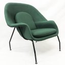 Ver imagem 1 de Poltrona Womb Chair linho verde base preta - Poltronas do Sul