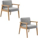 Ver imagem 1 de Kit 2 Poltronas Decorativa Julia tecido linho cinza madeira maciça - Poltronas do Sul
