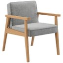 Ver imagem 2 de Kit 2 Poltronas Decorativa Julia tecido linho cinza madeira maciça - Poltronas do Sul