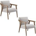 Ver imagem 1 de Kit 2 Poltronas Decorativa Flavia tecido linho cru madeira maciça - Poltronas do Sul