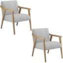 Ver imagem 1 de Kit 2 Poltronas Decorativa Flavia tecido linho cinza madeira maciça - Poltronas do Sul