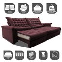 Ver imagem 3 de Sofá Retrátil e Reclinável 2,95m Molas Ensacadas Cama inBox Big Space com Bordado 3D Velusoft