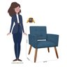 Poltrona Decorativa Camila Pés Palito Suede Azul Turquesa - DS Estofados - 5