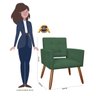 Poltrona Decorativa Camila Pés Palito Suede Verde - DS Estofados - 5