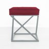 Puff Decorativo Tokyo Quadrado Base de Ferro Prata Suede Vermelho - 5