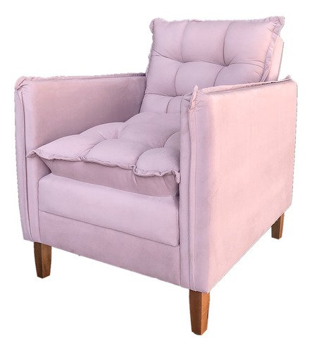 Poltrona de Amamentação Sofá Cama com Puff Veludo Rosa - Bz Decor