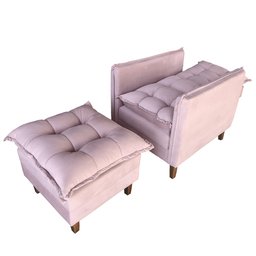 Poltrona de Amamentação Sofá Cama com Puff Veludo Rosa - Bz Home Decor - 4