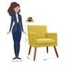 Poltrona Decorativa Cecilia Pés Palito Suede Amarelo - DS Estofados - 4