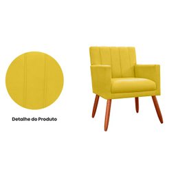 Poltrona Decorativa Cecilia Pés Palito Suede Amarelo - DS Estofados - 3
