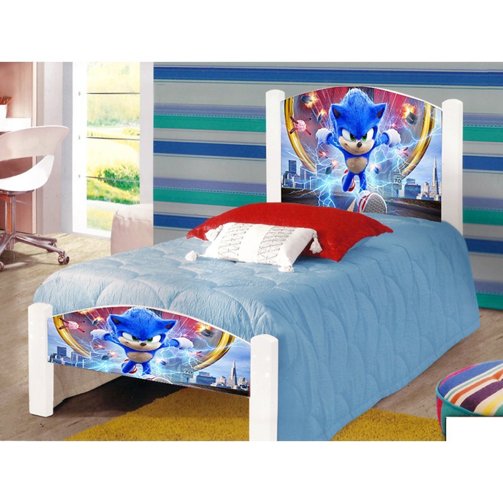 Cama Infantil Solteiro Adesivada Sonic