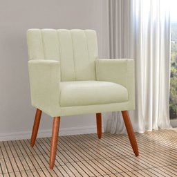 Poltrona Decorativa Cecilia Pés Palito Suede Bege - DS Estofados - 2
