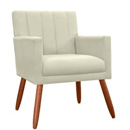Poltrona Decorativa Cecilia Pés Palito Suede Bege - DS Estofados - 1