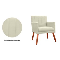 Poltrona Decorativa Cecilia Pés Palito Suede Bege - DS Estofados - 4