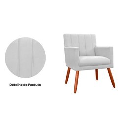 Poltrona Decorativa Cecilia Pés Palito Suede Branco - DS Estofados - 3